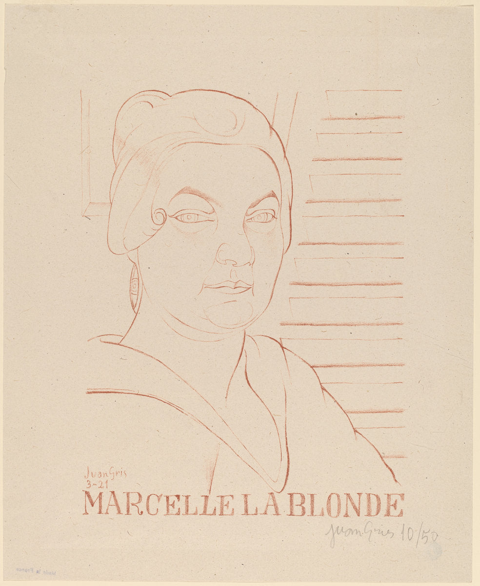 Marcelle la Blonde by Juan Gris (Spanish, 1887 - 1927), 16X12"(A3)Poster Print