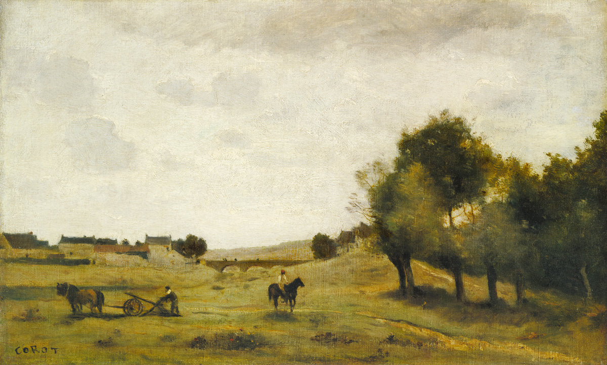 View near Epernon by Jean-Baptiste-Camille Corot (French, 1796 - 1875), 16X12"(A3)Poster Print