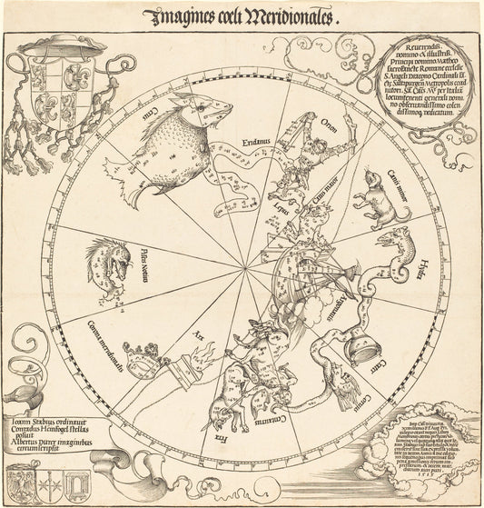 The Southern Celestial Hemisphere by Albrecht Dürer (German, 1471 - 1528), 16X12"(A3)Poster Print