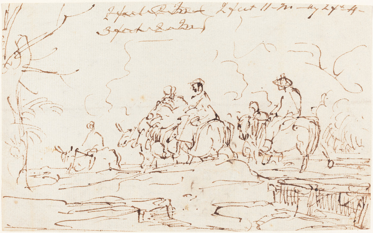 Figures in a Landscape [recto] by Thomas Barker (British, 1769 - 1847), 16X12"(A3)Poster Print