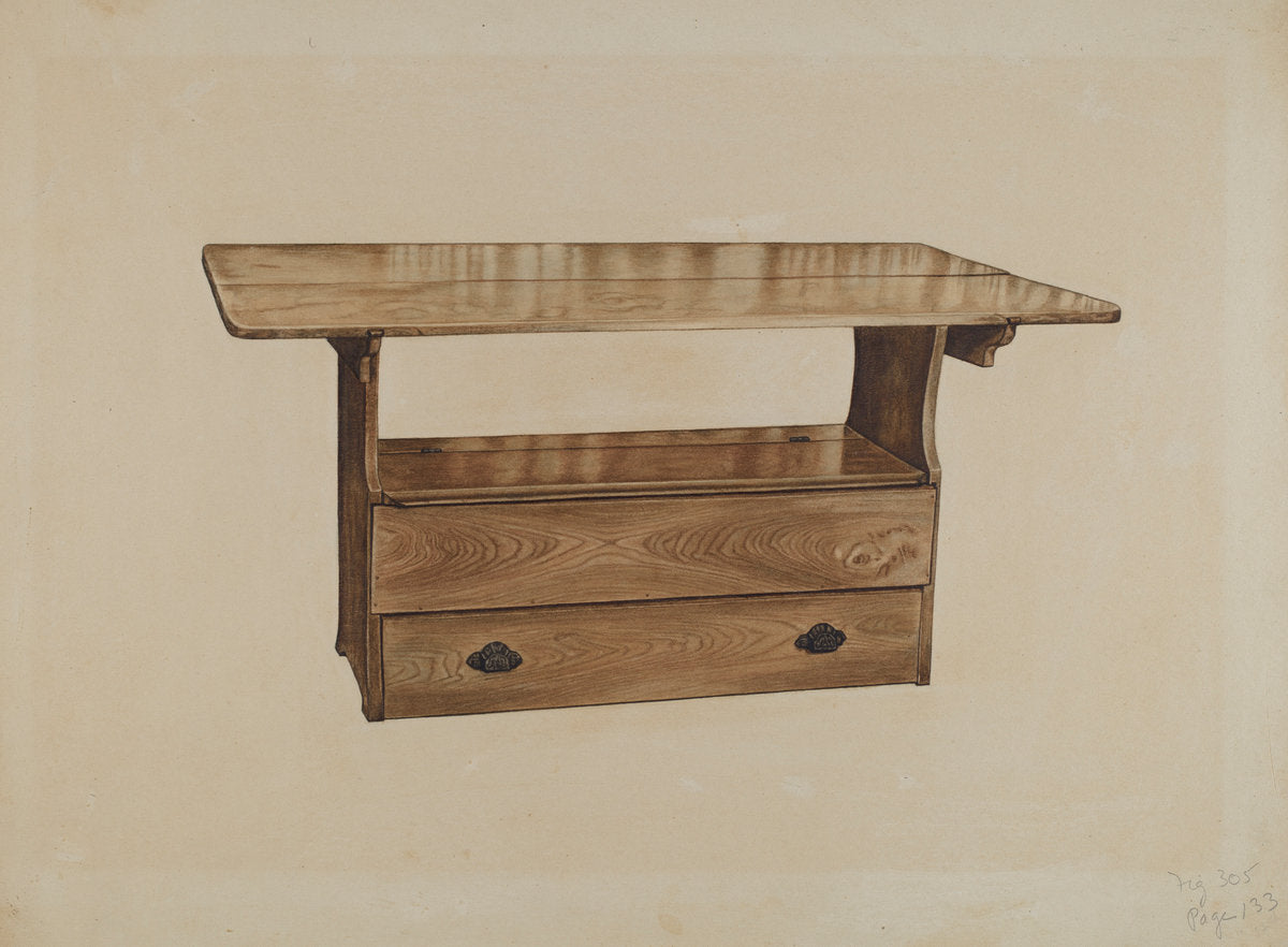 Seat Table by Paul Poffinbarger (American, active c. 1935), 16X12"(A3)Poster Print