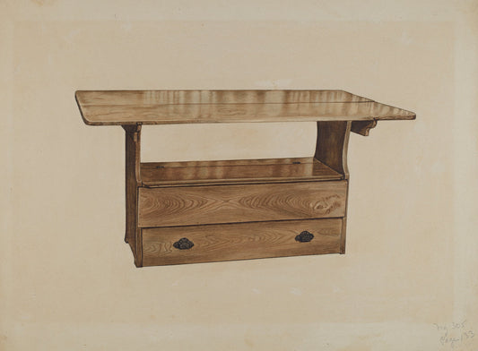 Seat Table by Paul Poffinbarger (American, active c. 1935), 16X12"(A3)Poster Print