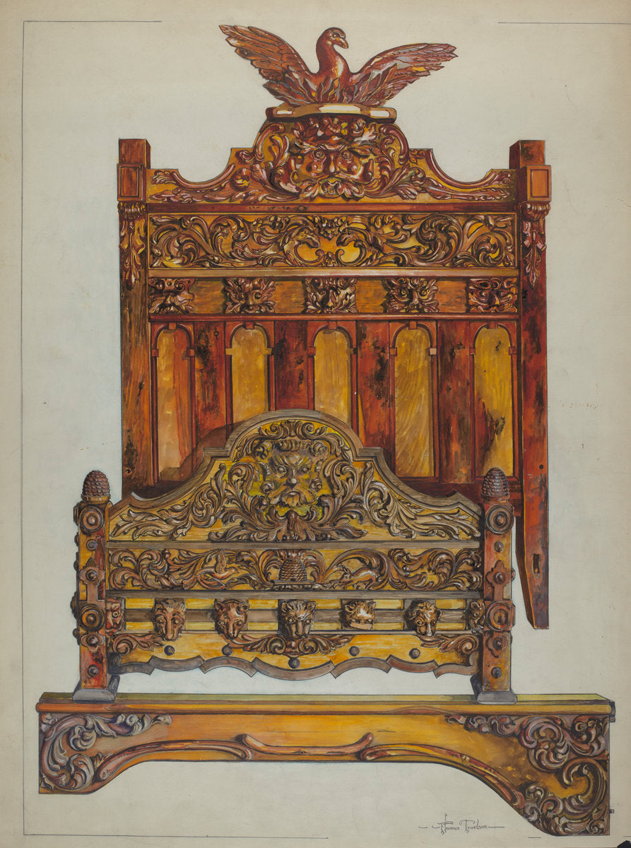 Bedstead by Florence Truelson (American, 1901 - 1959), 16X12"(A3)Poster Print