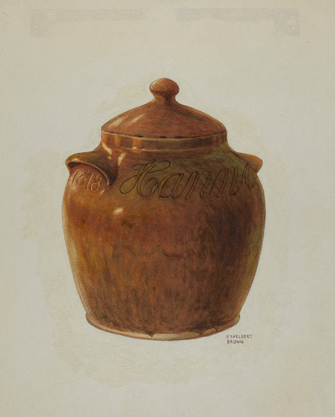 Pa. German Jar with Lid by Ethelbert Brown (American, active c. 1935), 16X12"(A3)Poster Print