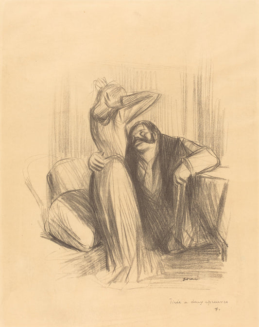 Scene in a Private Room (vertical plate) by Jean-Louis Forain (French, 1852 - 1931), 16X12"(A3)Poster Print