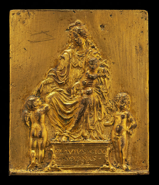 Madonna and Child Enthroned with Two Angels by Moderno (Veronese, 1467 - 1528), 16X12"(A3)Poster Print