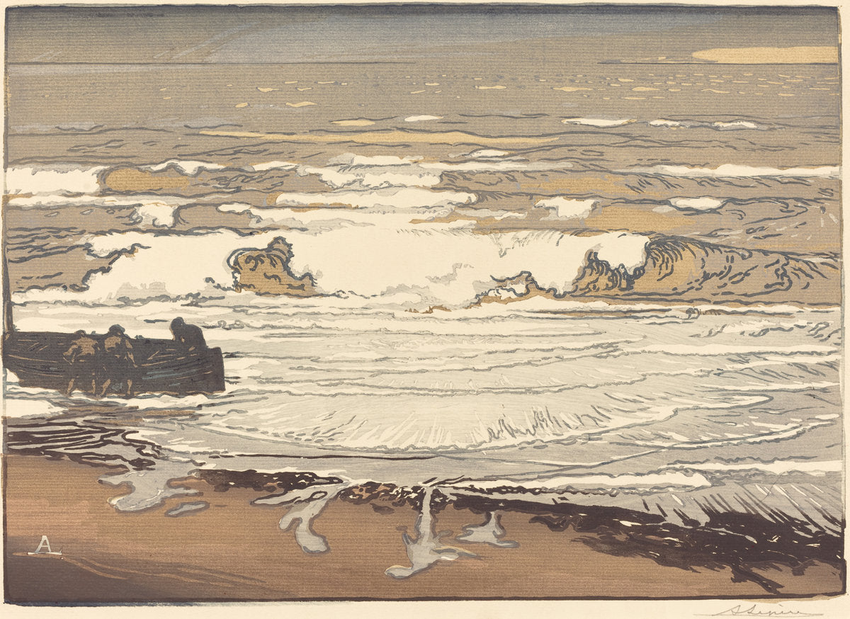 Unfurled Waves, Flood of September, 1901 (Les Vagues deferlent) by Auguste Lepère (French, 1849 - 1918), 16X12"(A3)Poster Print