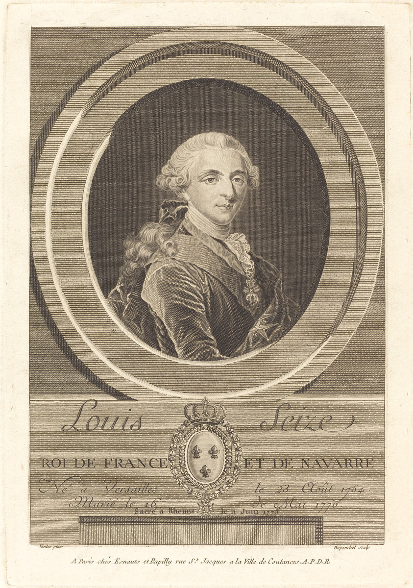 Louis XVI, King of France by Charles-Eugene Duponchel (French, 1748 - c. 1780), 16X12"(A3)Poster Print