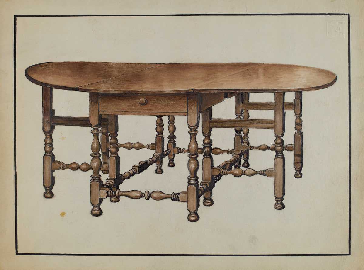 Gate-leg Table by Fletcher Hanks (American, active c. 1935), 16X12"(A3)Poster Print