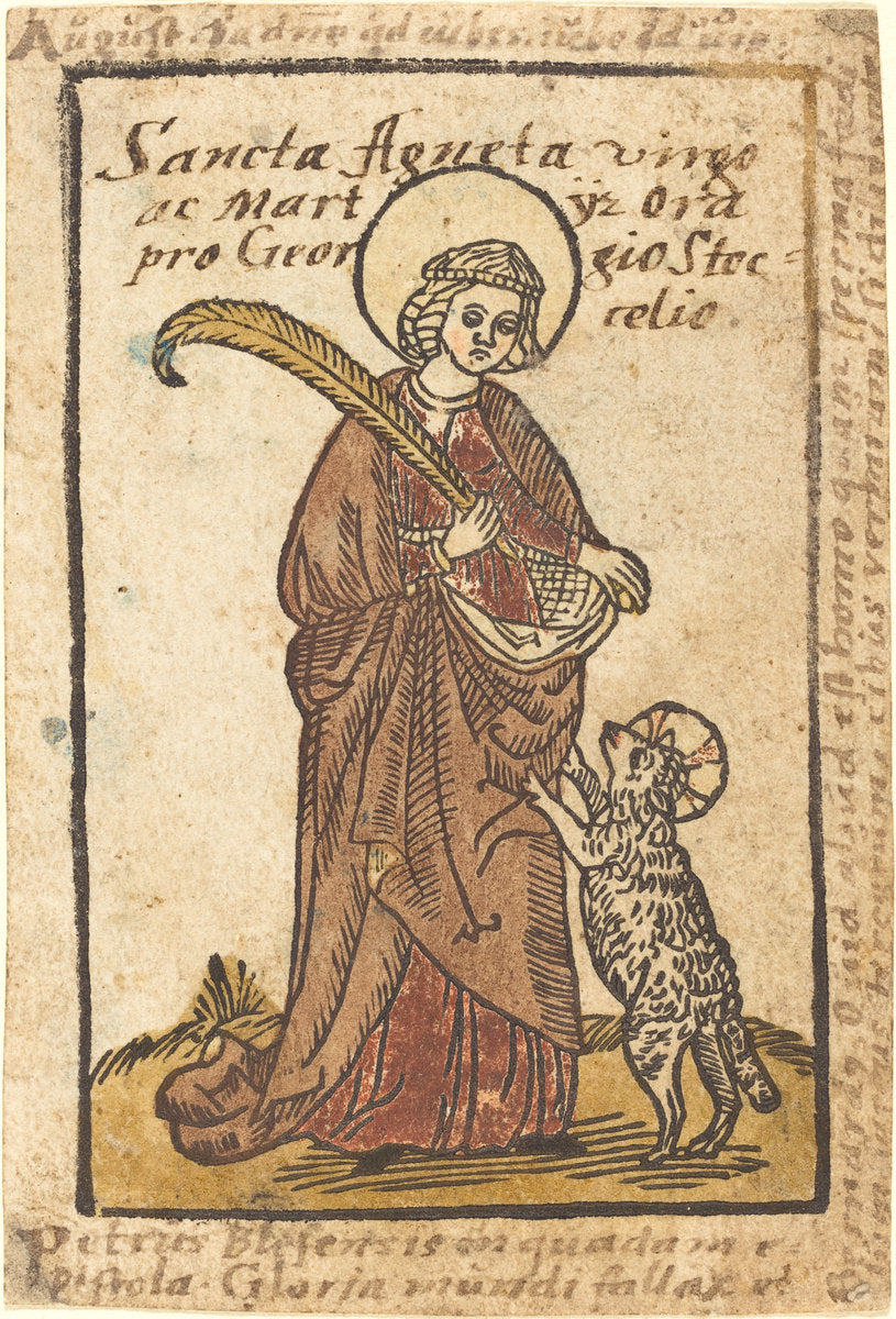 c. 1490 by German 15th Century (Saint Agnes), 16X12"(A3)Poster Print