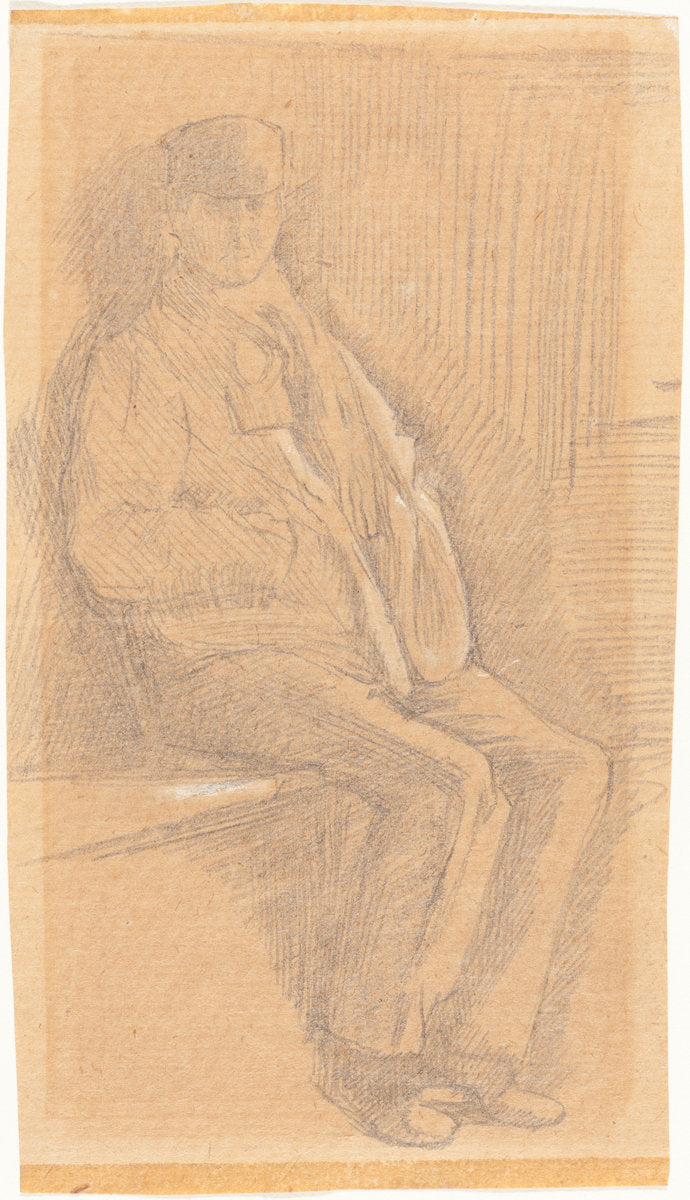 Seated Man by Charles Samuel Keene (British, 1823 - 1891), 16X12"(A3)Poster Print