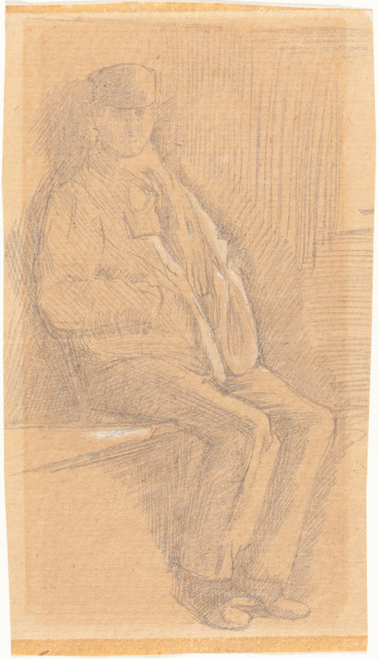 Seated Man by Charles Samuel Keene (British, 1823 - 1891), 16X12"(A3)Poster Print