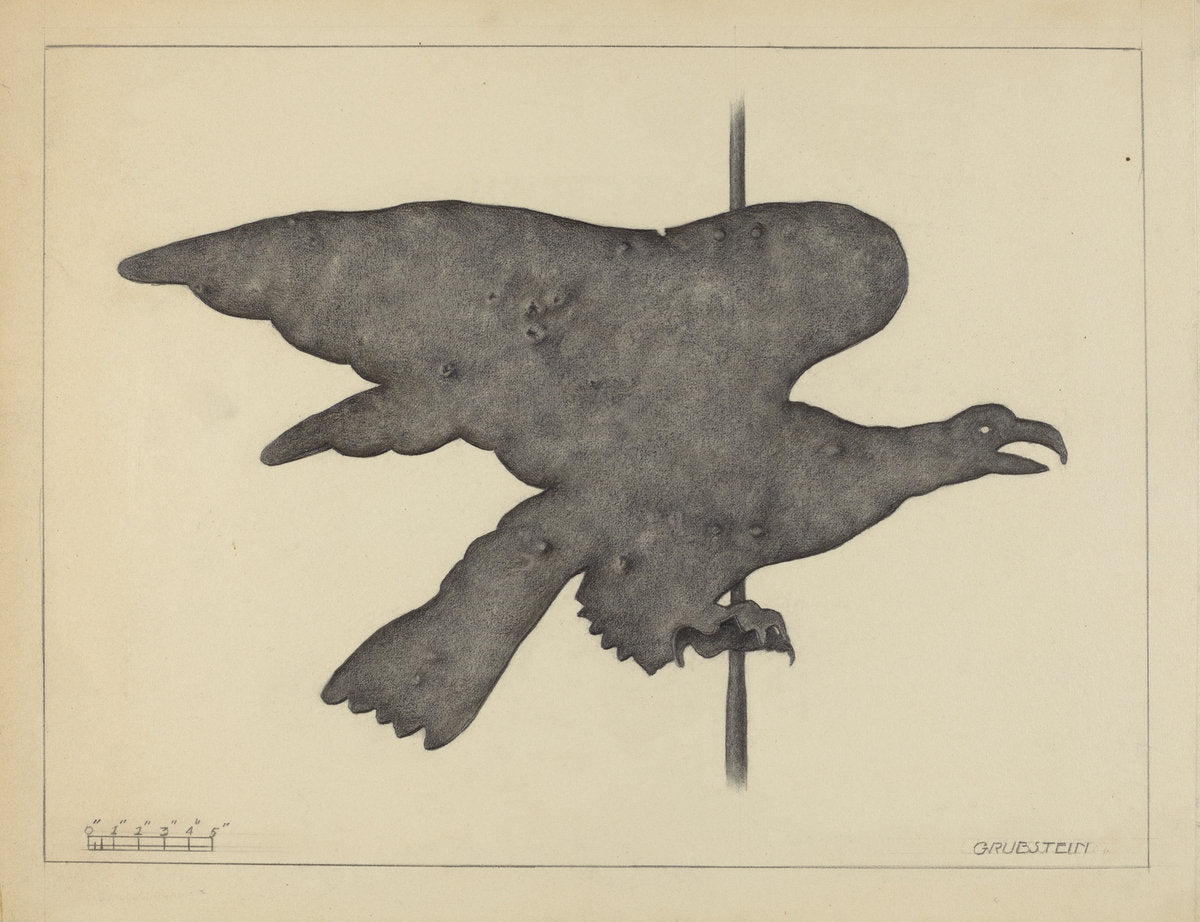 Weather Vane - Eagle by Milton Grubstein (American, active c. 1935), 16X12"(A3)Poster Print