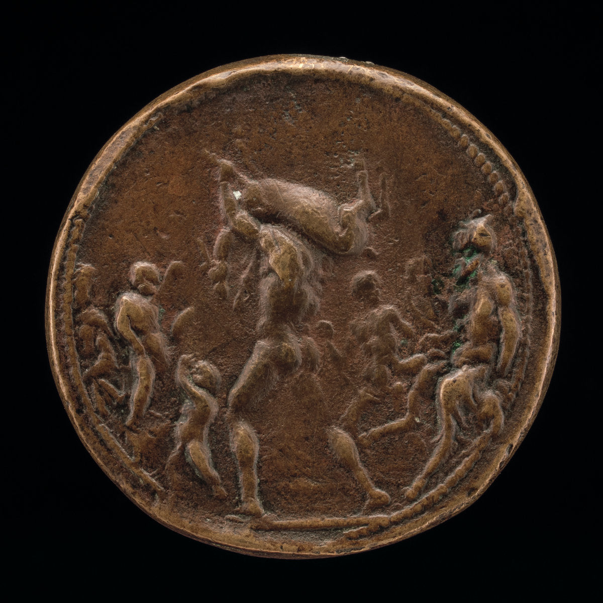 Classical Subject: Male Figure Carrying a Stag [obverse] by Vittore Gambello (Italian, 1455/1460 - 1537), 16X12"(A3)Poster Print