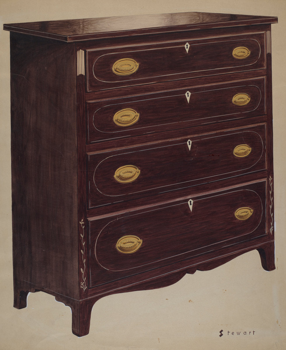 Chest of Drawers by Robert Stewart (American, active c. 1935), 16X12"(A3)Poster Print