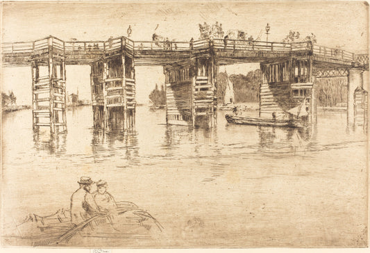 Old Putney Bridge by James McNeill Whistler (American, 1834 - 1903), 16X12"(A3)Poster Print