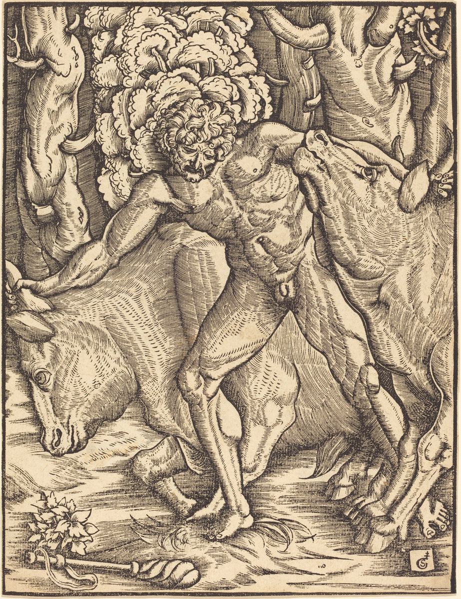 Hercules Carrying Off the Cattle of Geryon by Gabriel Salmon (French, active 1504/1542), 16X12"(A3)Poster Print