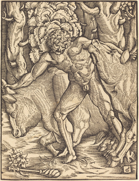 Hercules Carrying Off the Cattle of Geryon by Gabriel Salmon (French, active 1504/1542), 16X12"(A3)Poster Print