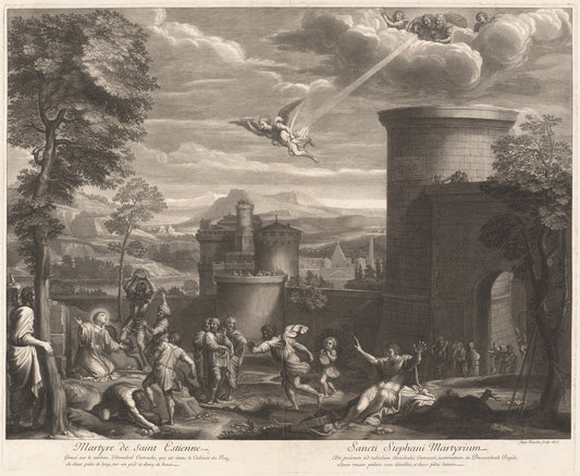 Martyre de Saint Estienne (The Martyrdom of Saint Sebastian) by Etienne Baudet, after Annibale Carracci (French, c. 1636 - 1711), 16X12"(A3)Poster Print