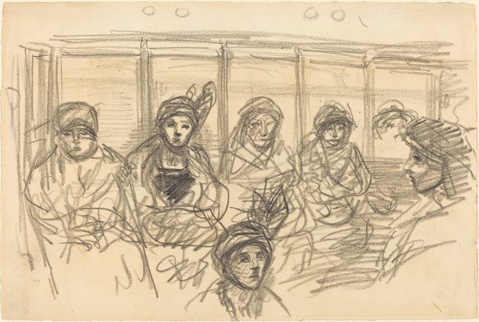 Riders on the Metro by Théophile Alexandre Steinlen (Swiss, 1859 - 1923), 16X12