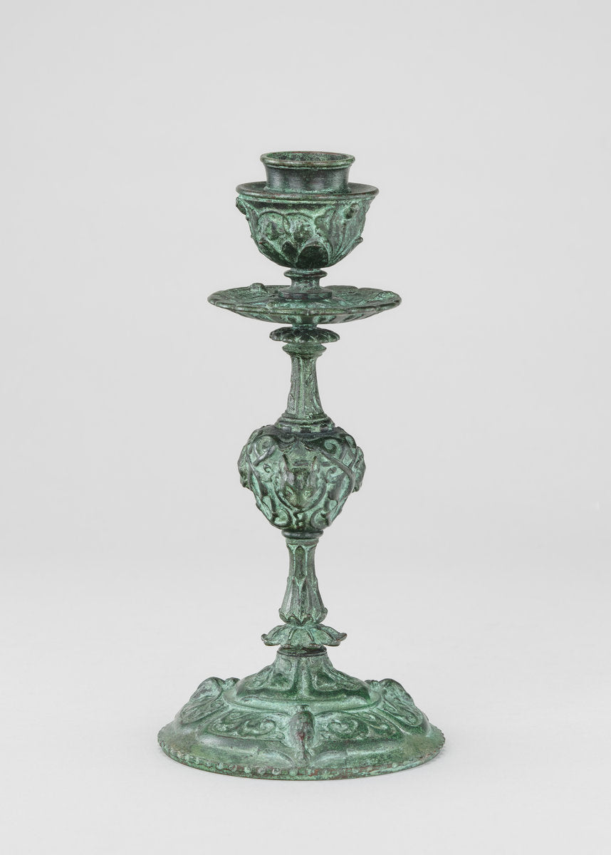 Candlestick, Cup Form, with Arabesques, Bell Flowers, Owls, and Panthers' Heads by Antoine-Louis Barye (French, 1795 - 1875), 16X12"(A3)Poster Print