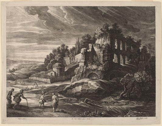 Landscape with Large Roman Ruins by Schelte Adams Bolswert after Sir Peter Paul Rubens (Flemish, 1586 - 1659), 16X12"(A3)Poster Print