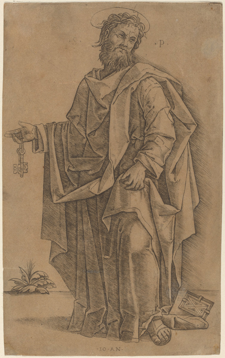 Saint Peter by Giovanni Antonio da Brescia (Italian, active c. 1490 - 1525 or after), 16X12"(A3)Poster Print