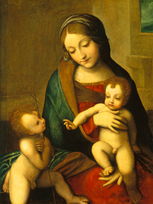 c. 1510 by after Correggio (Madonna and Child with the Infant Saint John), 16X12"(A3)Poster Print