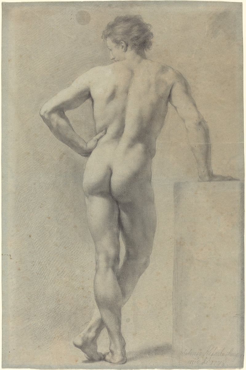 Male Nude Study by Anton Raphael Mengs (German, 1728 - 1779), 16X12"(A3)Poster Print