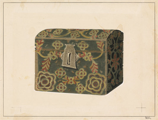 Wood Box or Chest by Carol Larson (American, active c. 1935), 16X12"(A3)Poster Print