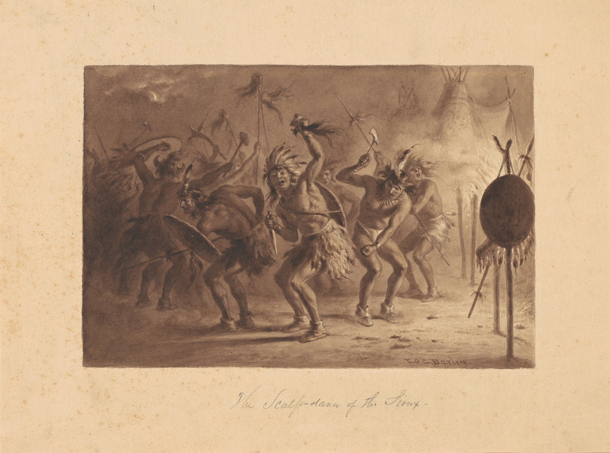 The Scalp-Dance of the Sioux by Felix Octavius Carr Darley (American, 1822 - 1888), 16X12"(A3)Poster Print