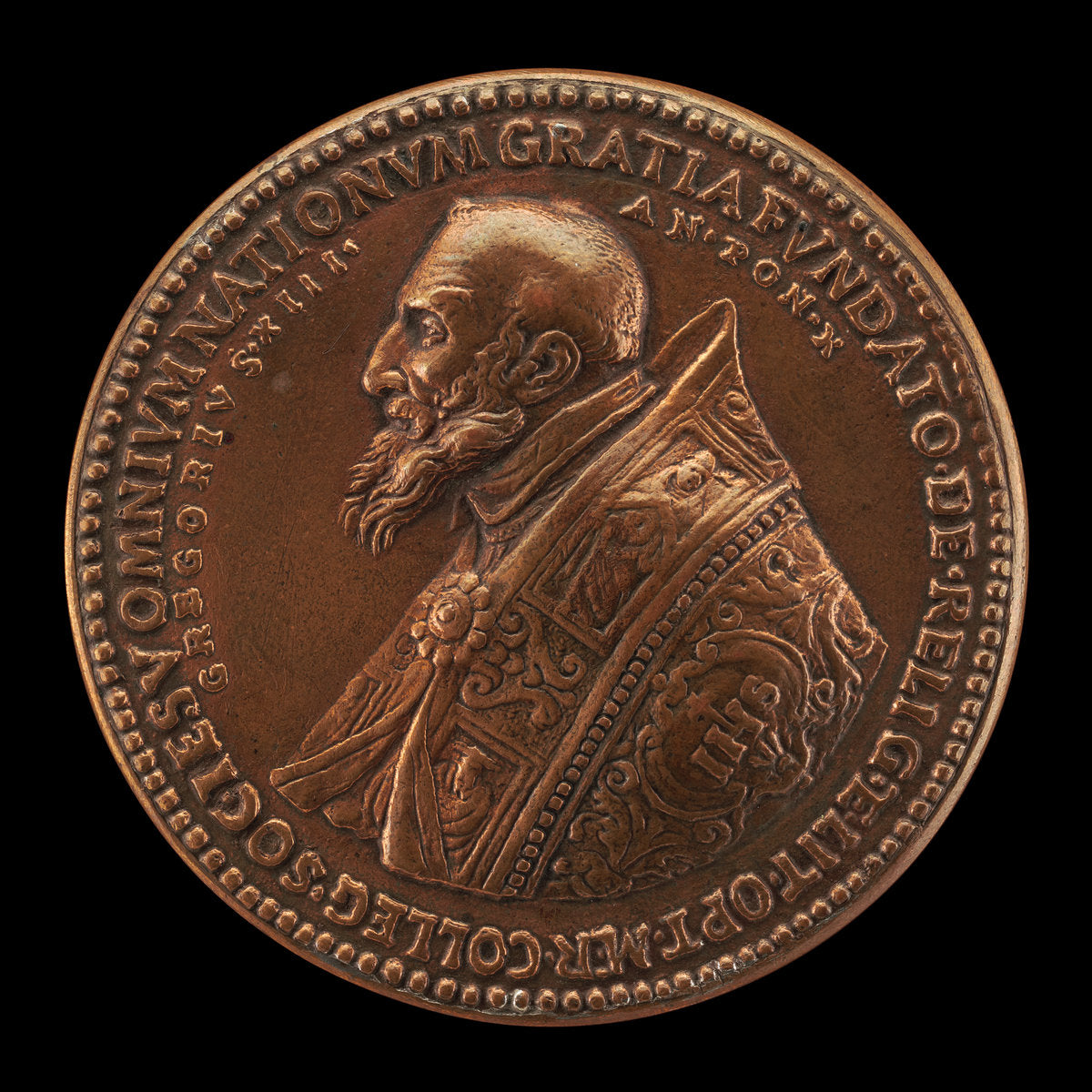 1582 by Roman 16th Century (Gregory XIII (Ugo Buoncompagni, 1502-1585), Pope 1572 [obverse]), 16X12"(A3)Poster Print