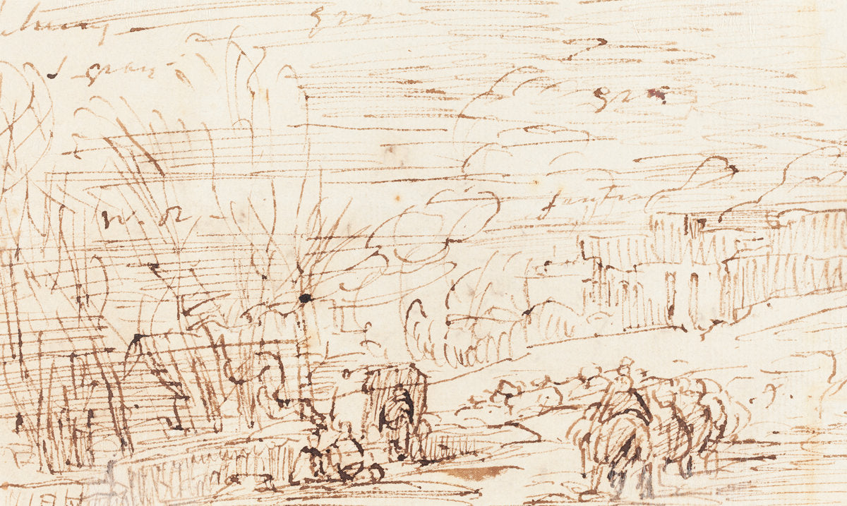 Figures in a Landscape [verso] by Thomas Barker (British, 1769 - 1847), 16X12"(A3)Poster Print