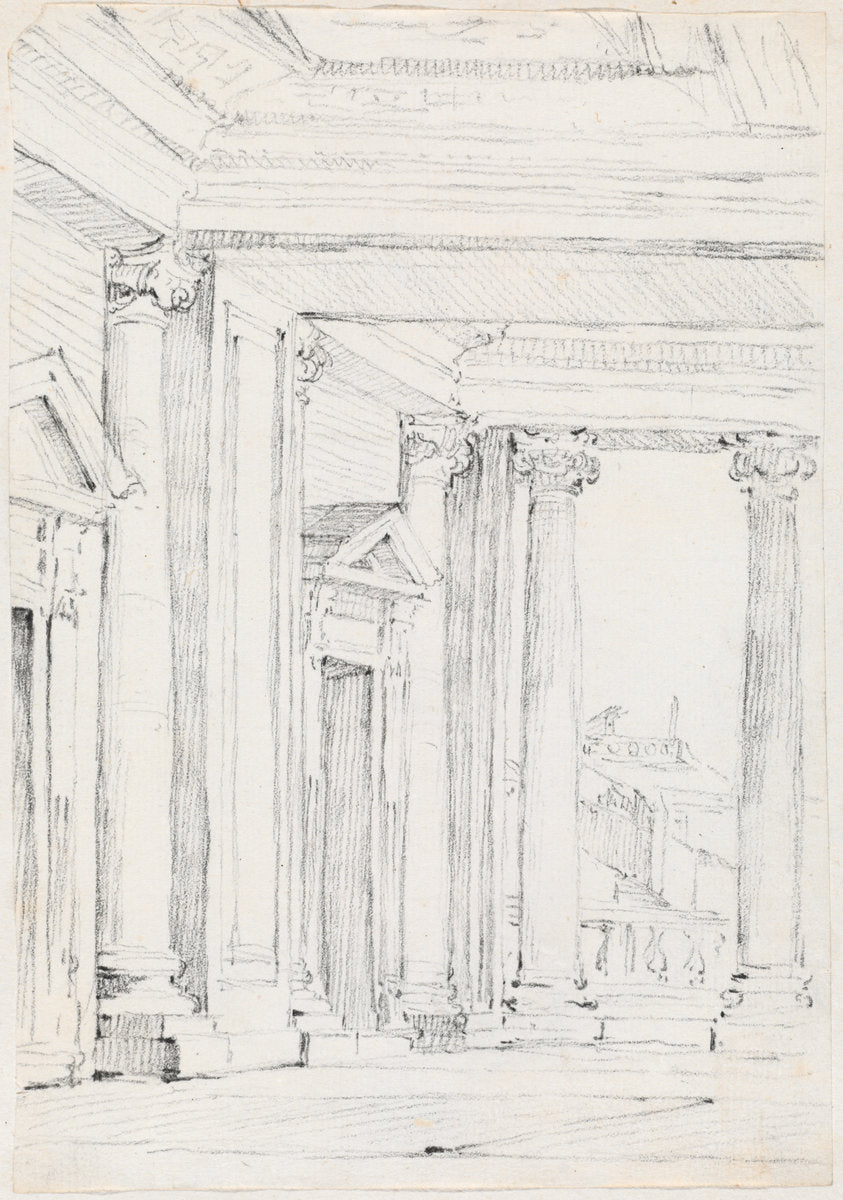 Portico of the Palazzo Nuovo, on the Campidoglio by Joseph-Marie Vien (French, 1716 - 1809), 16X12"(A3)Poster Print
