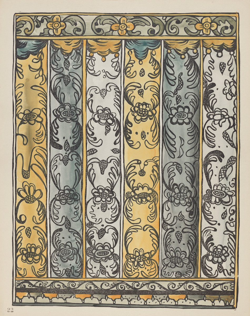 1935/1942 by American 20th Century (Plate 22: Wall Decoration: From Portfolio "Spanish Colonial Designs of New Mexico"), 16X12"(A3)Poster Print