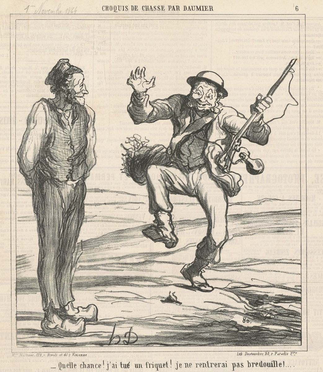 Quelle chance! J'ai tué un frquet! by Honoré Daumier (French, 1808 - 1879), 16X12"(A3)Poster Print