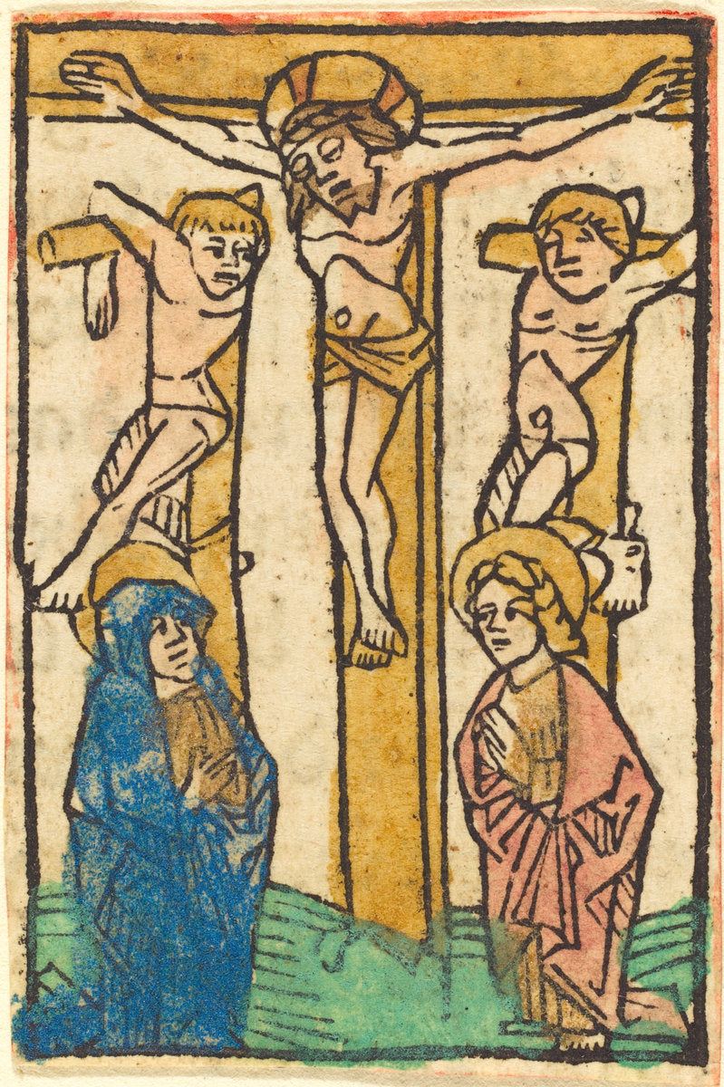 c. 1475 by German 15th Century (Christ on the Cross between the Two Thieves), 16X12"(A3)Poster Print