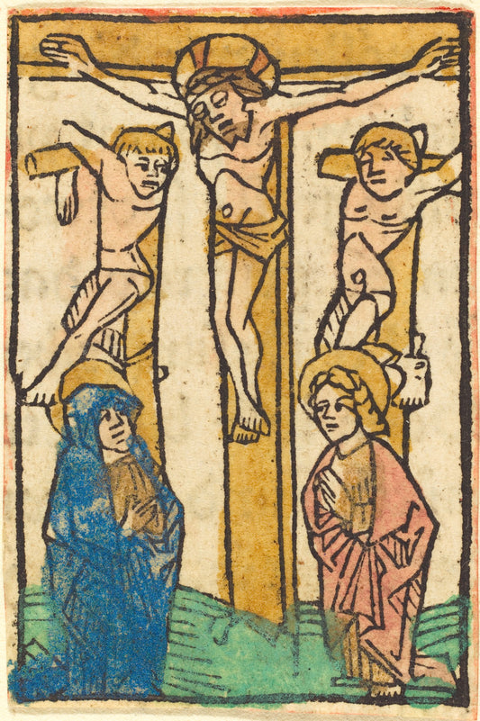c. 1475 by German 15th Century (Christ on the Cross between the Two Thieves), 16X12"(A3)Poster Print