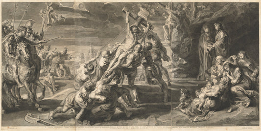 The Elevation of the Cross by Jan Witdoeck after Sir Peter Paul Rubens (Flemish, c. 1615 - 1635 or after), 16X12"(A3)Poster Print