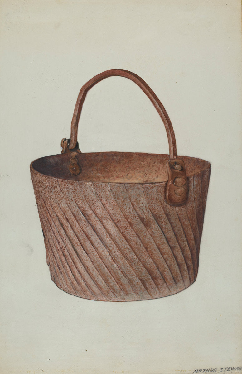Wrought Iron Kettle by Arthur Stewart (American, active c. 1935), 16X12"(A3)Poster Print