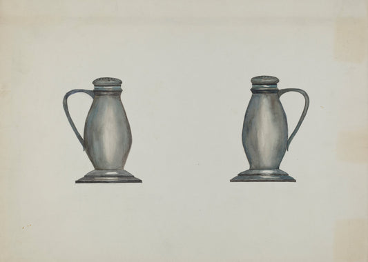 Pewter Salt and Pepper Shakers by Beulah Bradleigh (American, active c. 1935), 16X12"(A3)Poster Print