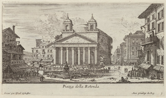 Piazza della Rotonda by Israël Silvestre (French, 1621 - 1691), 16X12"(A3)Poster Print