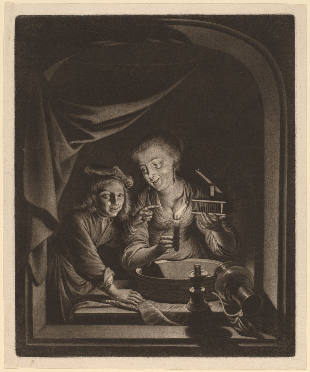 Maid with a Mousetrap by Nicolaas Verkolje after Gerrit Dou (Dutch, 1673 - 1746), 16X12"(A3)Poster Print