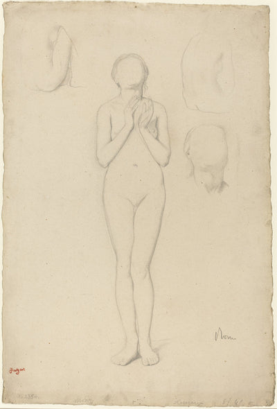 Study of a Female Nude by Edgar Degas (French, 1834 - 1917), 16X12"(A3)Poster Print