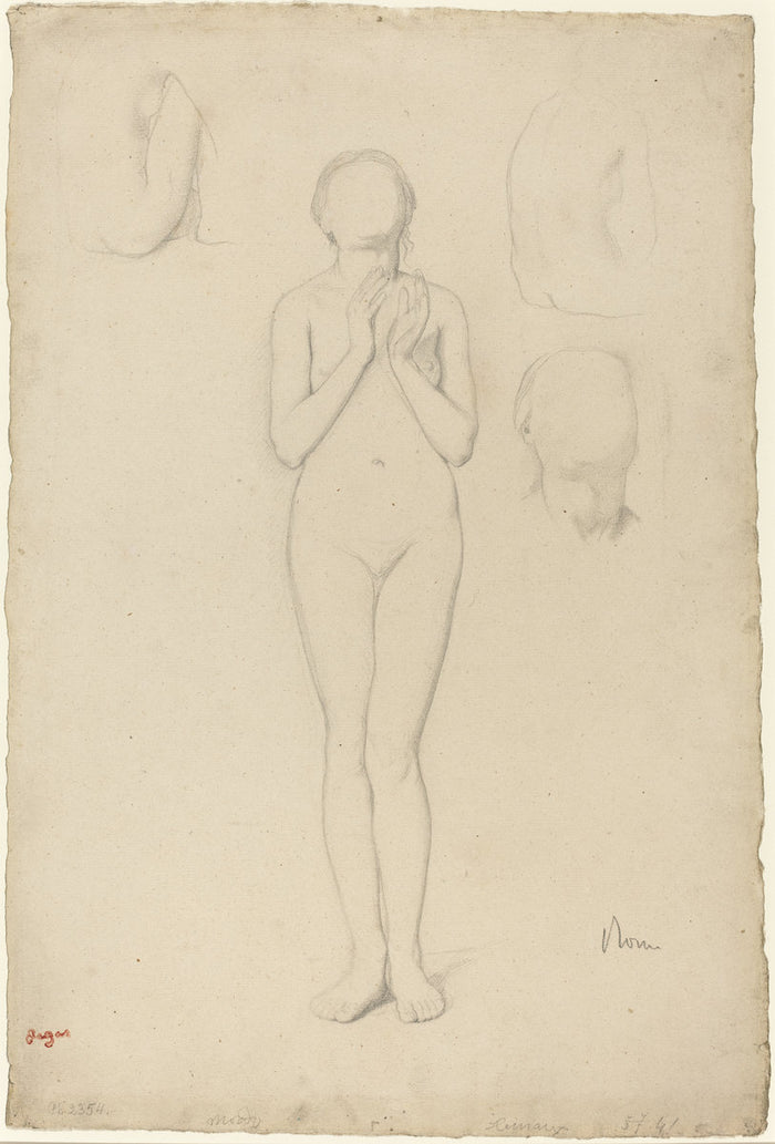 Study of a Female Nude by Edgar Degas (French, 1834 - 1917), 16X12