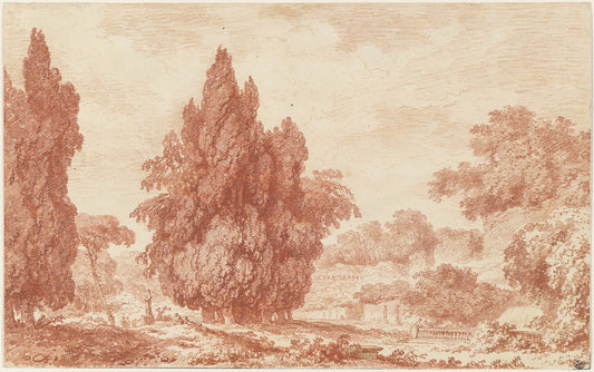 A Stand of Cypresses in an Italian Park by Jean-Honoré Fragonard (French, 1732 - 1806), 16X12"(A3)Poster Print