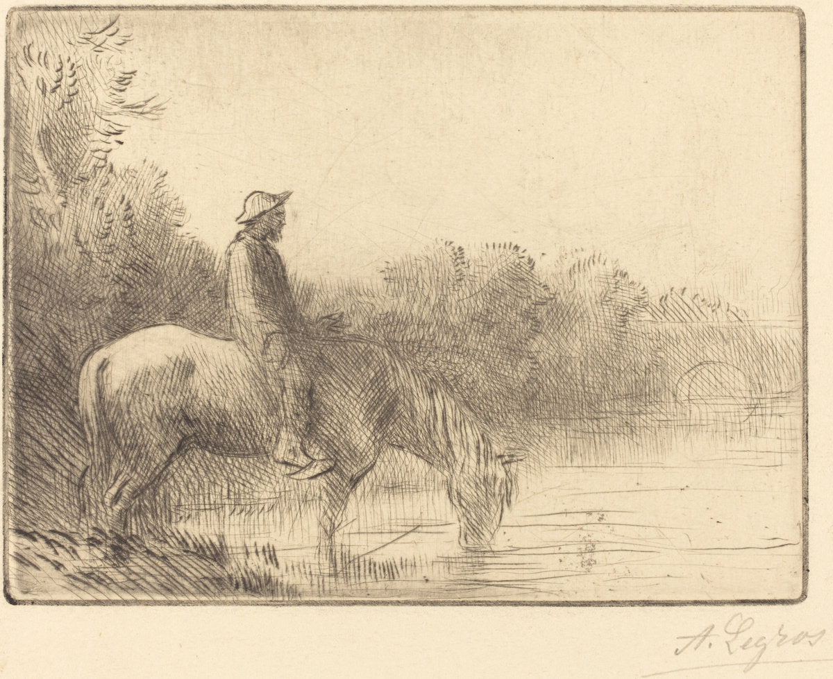 Fording a River (Le gue) by Alphonse Legros (French, 1837 - 1911), 16X12"(A3)Poster Print