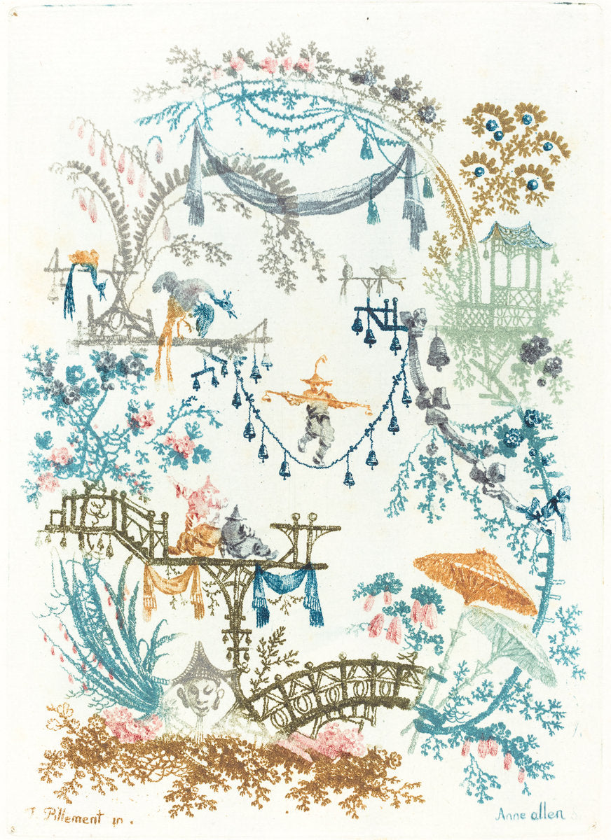 Chinese Arabesque with a Tightrope Walker by Anne Allen after Jean-Baptiste Pillement (French, active 1790s), 16X12"(A3)Poster Print