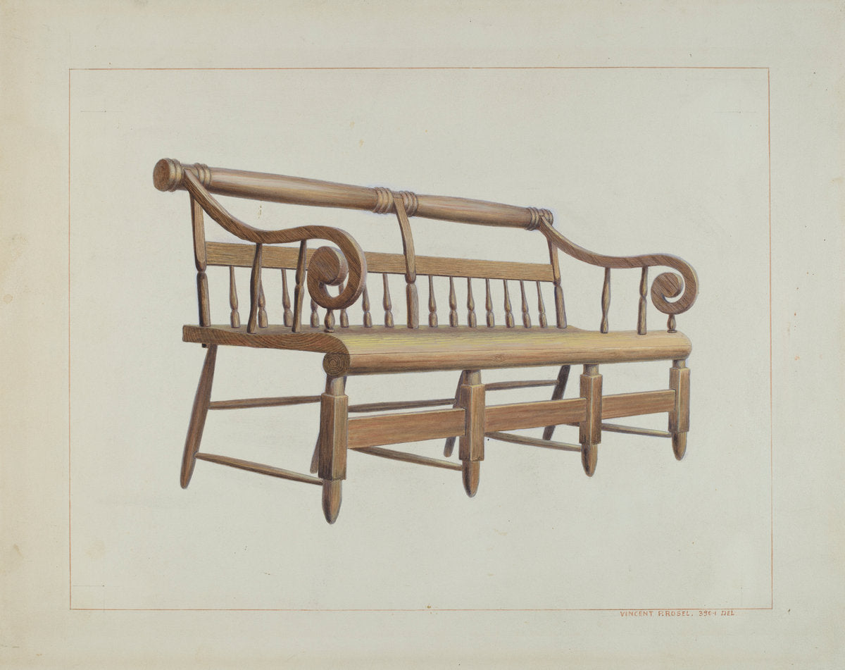 Settee by Vincent P. Rosel (American, active c. 1935), 16X12"(A3)Poster Print