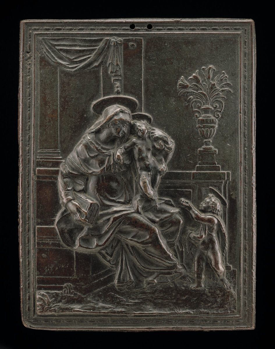 probably c. 1600 by Possibly Master F.D., in the Style of Jacopo Sansovino (Madonna and Child with Saint John the Baptist), 16X12"(A3)Poster Print